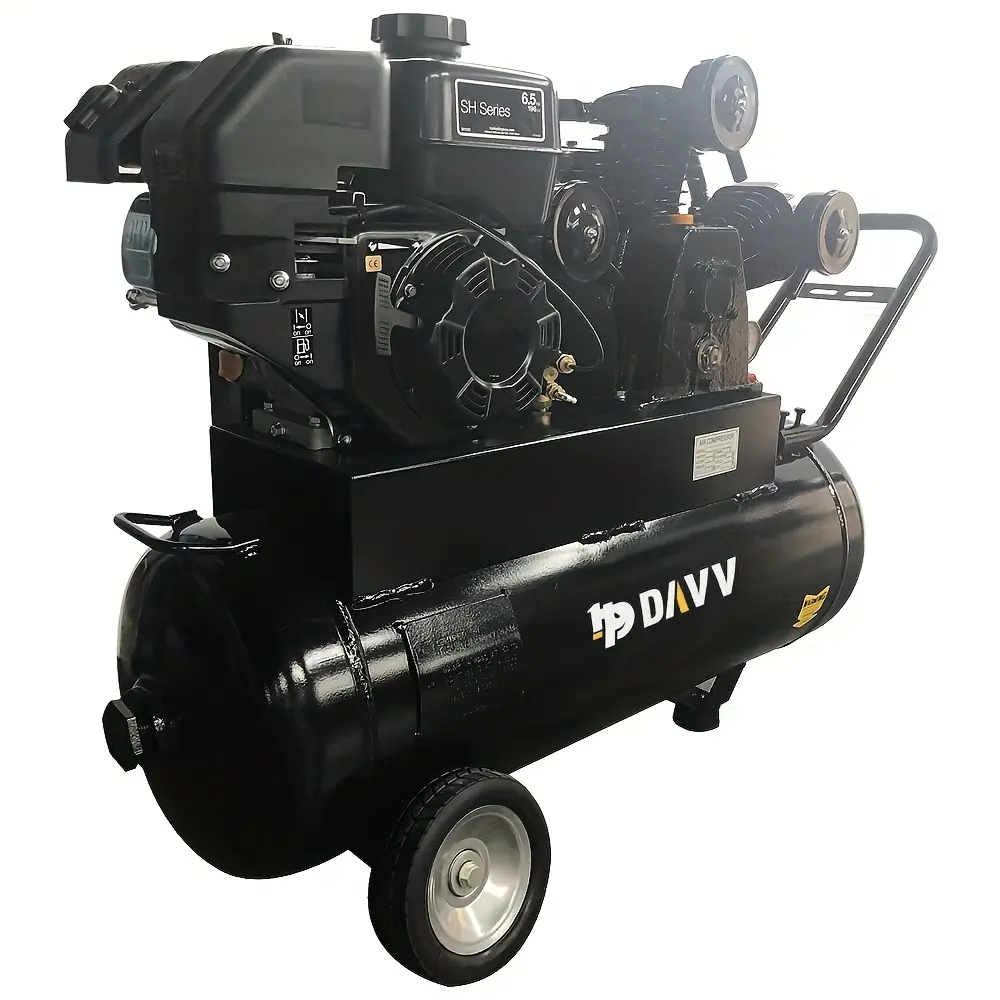 HPDAVV 6.5HP Gas Powered Air Compressor 17CFM Gasoline Psiton Air Compressed System Max.125PSI with 20GAl Tank for Workshop, Construction Sites, Machinery