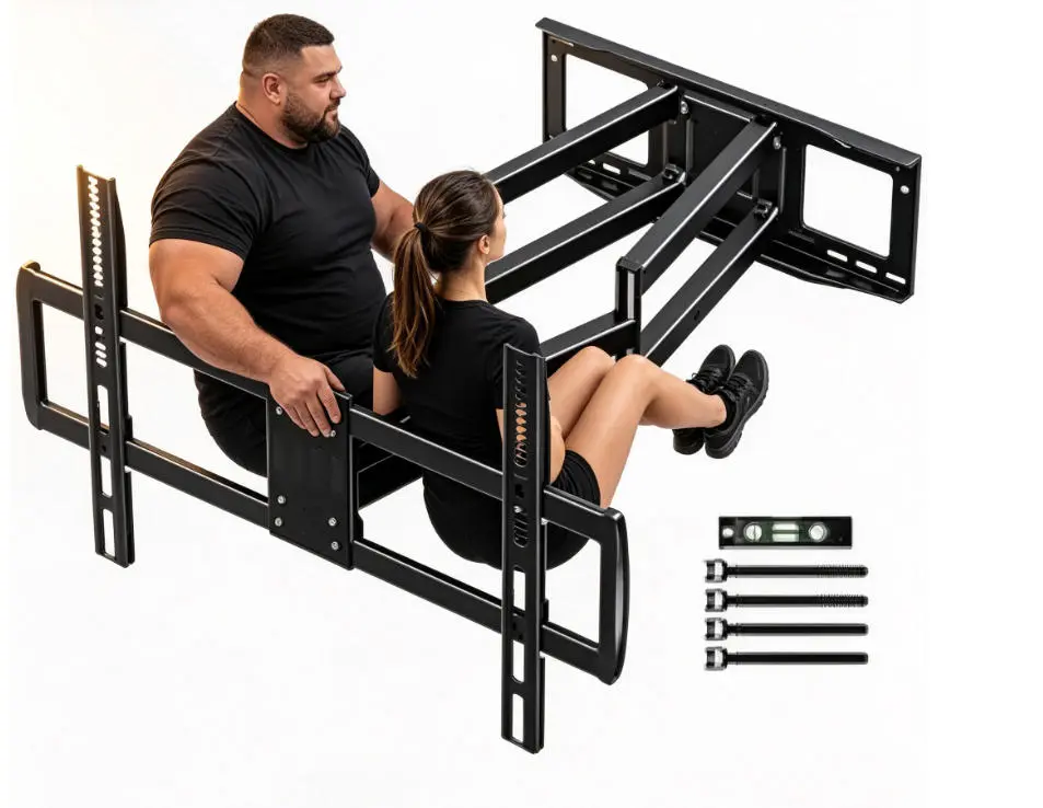 Forging Mount Heavy-Duty Forged Iron Steel HDTV Wall Bracket - Adjustable Full Motion, 43" Dual Long Arms, Fits 50-90" Screens, Holds 190 lbs, Compatible with 16"-60.39" Studs, VESA 600x400mm, Ideal for Living Room Setup