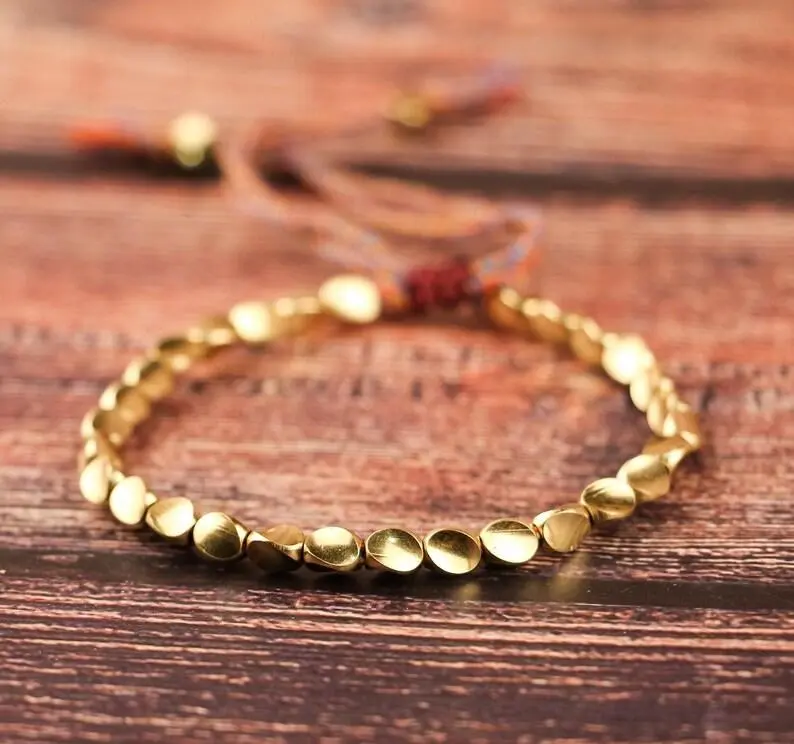 Tibetan Copper Beaded Bracelet Copper Beads Bracelet Luck Wealth Bracelet Healing Inspiration Bracelet Gift for her, gift for him