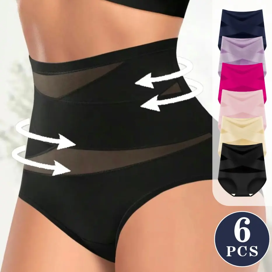 xl 6 Pieces of High-Waisted ShapingPanties-Slimming,Compression, Hip-Lifting,PostPartum Abdominal Shaping, Comfortable,Breathable, Soft, Ladies' Essential for Fall and WinterShapewear Womenswear Sexy Basic