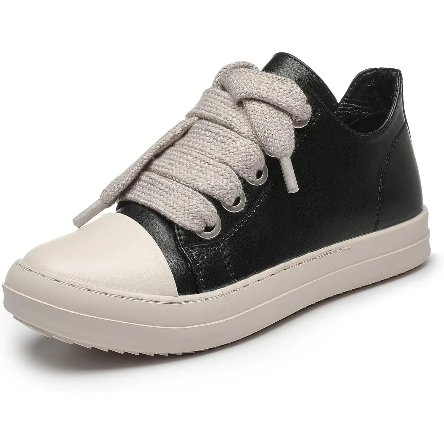 Women's Low-Top PU Leather Platform Sneakers, Thick Laces, Casual Sports Footwear for Comfortable Walking, Sports Shoes, Athletic, Running