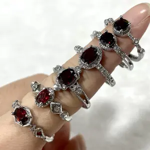 6 Counts Adjustable Garnet Rings Set Handmade Gothic Vintage Ring Stackable Fashion Ring For Women From IG Crystal