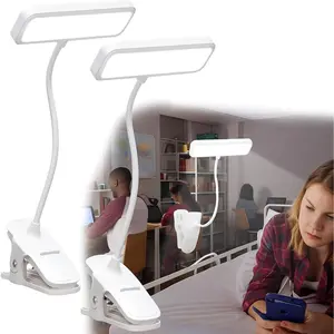 2 Pack Dorm Room Essential Clip on Reading Light for Bed Headboard Desk Lamp 3 Color 3 Brightness College Flexible Gooseneck Book Light with Clamp for Bunk Makeup