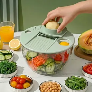 Ultimate 3-in-1 Salad Spinner & Mandoline Slicer, Large 5.3 Qt Bowl, Vegetable Chopper, Grater & Strainer Set with Interchangeable Blades, Multipurpose Kitchen Gadgets         ？
