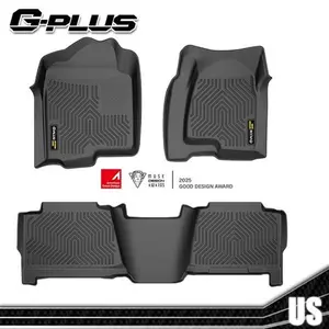G-PLUS Truck Floor Mats (3pcs) for Chevy Silverado GMC Sierra 1500 Crew Cab 1999-2006, 1st & 2nd Row TPE Liners, All-Season Waterproof Full-Cover Wider Coverage, Debris-Proof Black Easy-Fold Car Interior Accessory