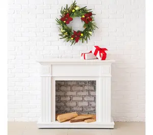 Santa's Workshop 24in Red Poinsettia Wreath, 35 lights