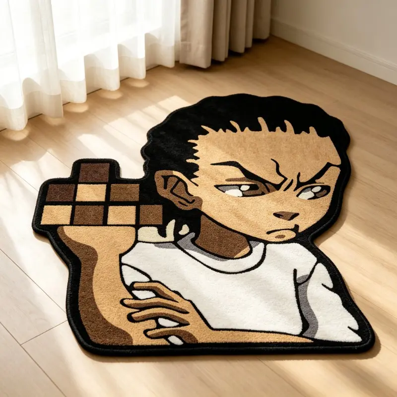 Cartoon Boy Arm Hugging Shape Rug, Creative Unique Street Style Artistic Minimalist Washable Plush Carpet, Home Decorative Rug for Living Room Bedroom, Cartoon Pattern Rug