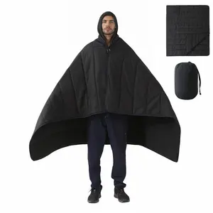 Outdoor Hooded Camping Blanket, Windproof, Warm and Portable, Foldable and Wearable Sleeping Bag with Storage Bag, Suitable for Outdoor Stadium Camping, Camping Equipment