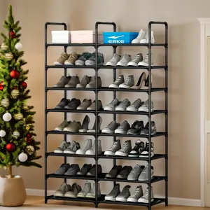 dealsforyoudays 8 Tier Shoe Rack Storage Organizer Metal Tall Free Standing Shelf for Closet Entryway Bedroom Cabinet Plastic