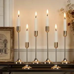 Elegant 6Pcs Gold Cone Candle Holders  Exquisite electroplated finish, ideal decor and gift for all occasions