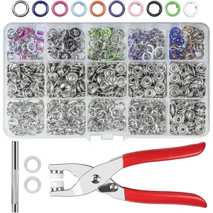 Craftsmanship DIY 200 Sets Metal Snaps Buttons with Fastener Pliers Press Tool Kit for Sewing and Crafting (Hollow)