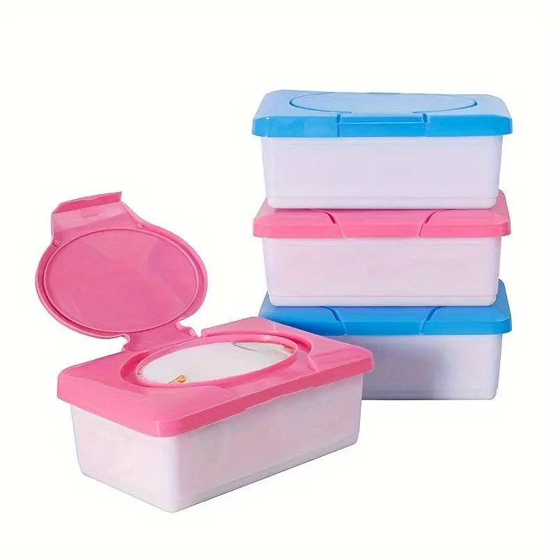 1pc Wet Tissue Storage Box, Wipes Dispenser Case, Baby Wipes Storage Case With Lid, Plastic Wipes Holder For Travel Bathroom Living Room Bedroom Nursery Vanity Countertop, Home Essentials