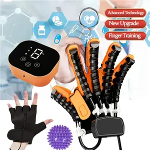 Stroke Rehabilitation Robotic Gloves - Mirror training, adjustable resistance, enhances hand dexterity and blood circulation, portable hand relaxation, for hemiplegia, post-operative/post-injury recovery (orange/blue)