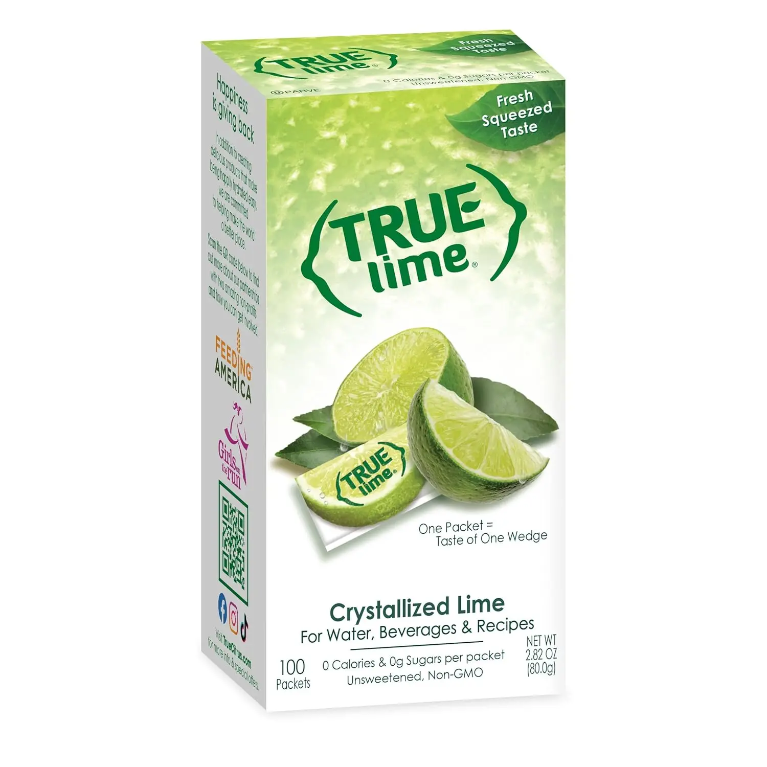True Lime 100ct (Pack of 1) - Water Enhancer - Bulk Dispenser - 0 Calorie Drink Mix Packets for Water - Sugar Free Lime Flavoring Powder Packets