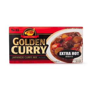 S&B Golden Curry Sauce Mix - Extra Hot Flavor, Ambient Packets Cooking Sauces (7.8 oz)