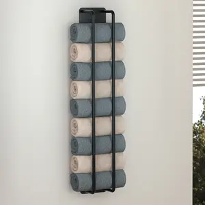 Wall Mounted Towel Rack, Bathroom Towel Holder, Shower Room Organizer, Holds Hand Towels Robes Bathmats Face Cloths, Bathroom Organizing Accessories