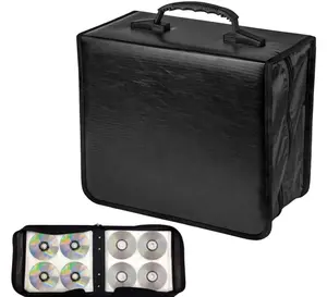 520 Capacity CD DVD Storage Binder, PU Leather Disc Organizer Wallet with Zipper, Portable Media Case for Home Car Office Travel