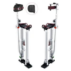 VEVOR Drywall Stilts,  24''-40'' Adjustable Aluminum Tool Stilts with Protective Knee Pads, Durable and Non-slip Work Stilts for Sheetrock Painting, Walking, Taping, Silver