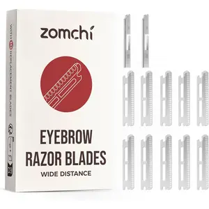 ZOMCHI Dermaplaning Razor Refills, Set of 10 Replacement Blades (Wide Distance), Metal Dermaplane Razor Refills, Plastic Free Eyebrow Razor Blades