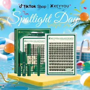 KEYYOU Natural Wispy Lash Clusters, VelvetPuff & Daydream Series 0.03mm 120 Pcs Ultra Soft Lightweight Individual Lashes, Waterproof Soft Band DIY Eyelash Extensions for Natural Fluffy Beauty #SpotlightDay