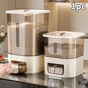 [Rice Bucket Storage Container] 1pc Rice Bucket Household Sealed and Moisture-proof Flour Storage Bucket Rice Jar Storage Container, Food Storage Containers, Flour, Grains, Beans, Pet Food, Storage Bins for Home Organization Grain Dispenser