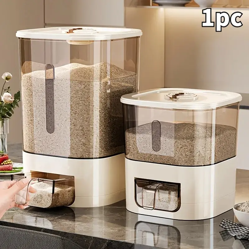 [Rice Bucket Storage Container] 1pc Rice Bucket Household Sealed and Moisture-proof Flour Storage Bucket Rice Jar Storage Container, Food Storage Containers, Flour, Grains, Beans, Pet Food, Storage Bins for Home Organization Grain Dispenser