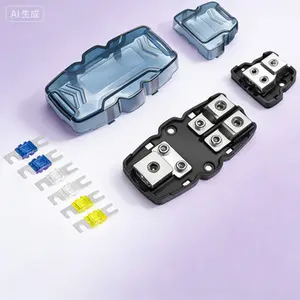 2 Way Mini-ANL Fused Distribution Block with Ground Terminal, Dual Amplifier Power & Ground Combo Kit, 0/2/4 Gauge In/Out, Reusable Heavy-Duty Fuse Block, Secure Connection for Car Audio Systems