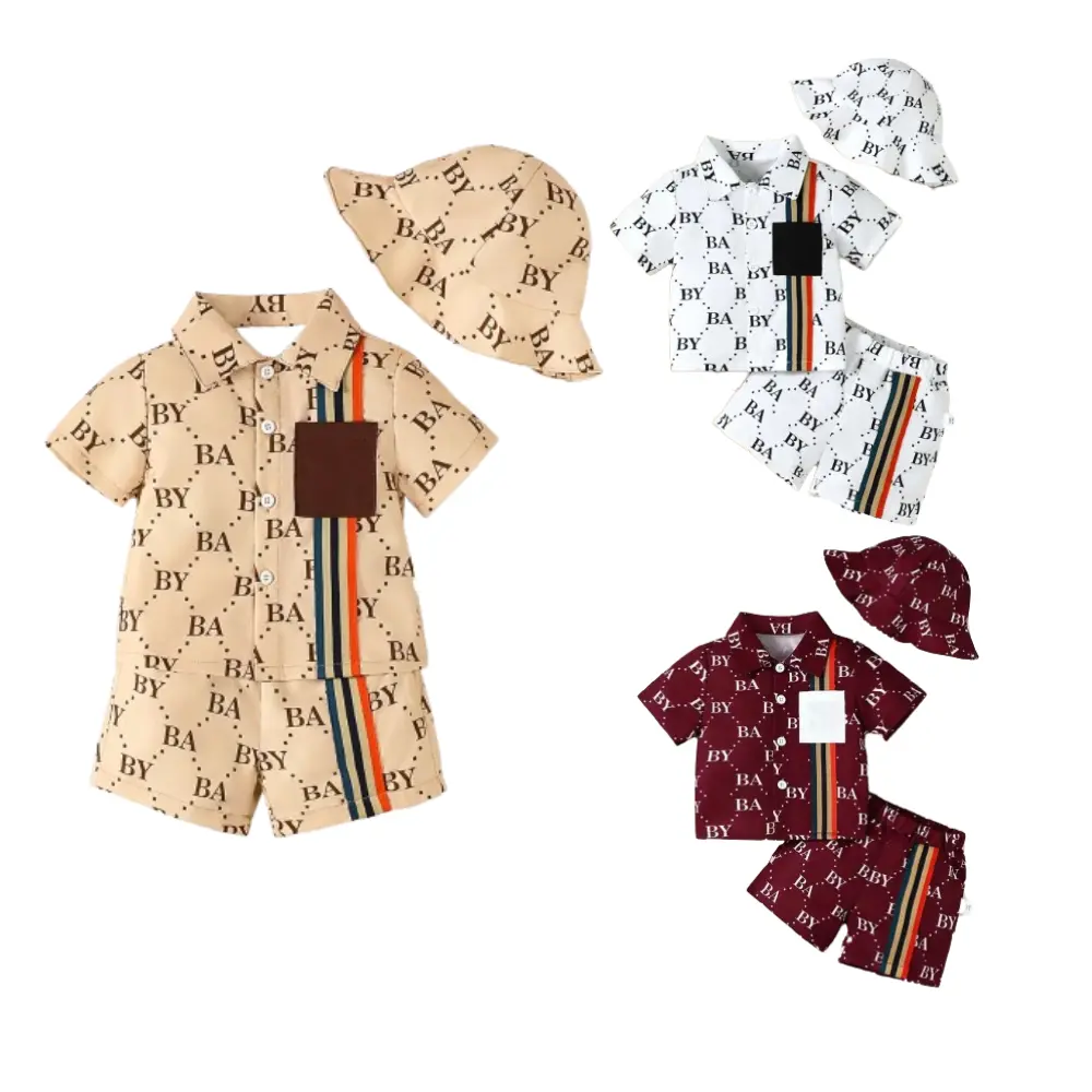 Toddler Boys' 3-Piece Casual Fashion Look Clothing Set - Graphic Print Shirt, Shorts, Hat, Summer Outfit, Casual Gift Set YCJ212311460