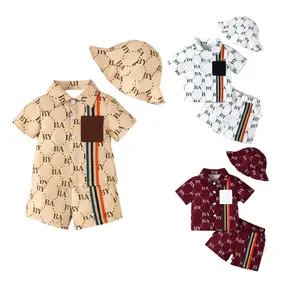 Toddler boys fashion Graphic print set kid boy clothes summer outfit Three-piece suit of shirt, shorts and hat YCJ212311460