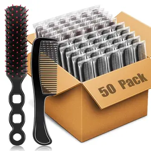 50 Pcs Bulk Hair Brushes Combs Set for Homeless Women Individually Wrapped Hair Brush and Comb Set for Kids Homeless Hotel Nursing Charity Hygiene Supplies