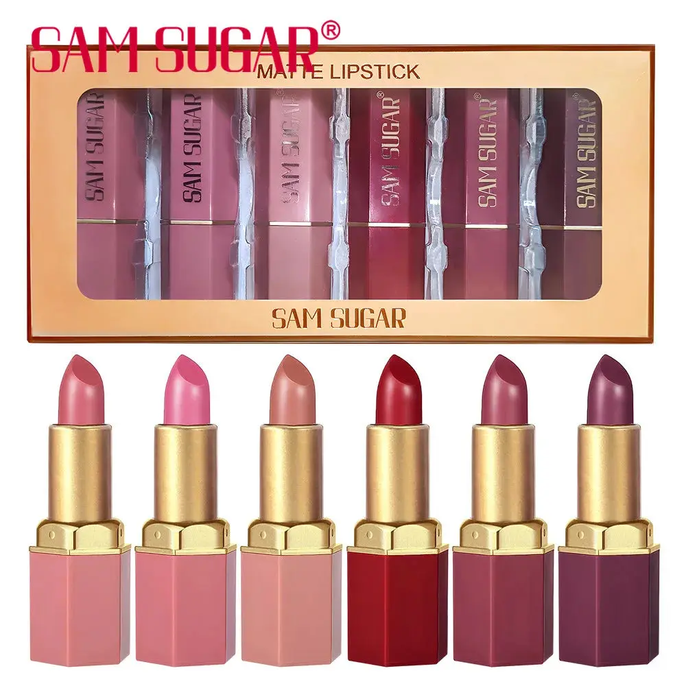 6-Color Gold Bar Lipstick Set