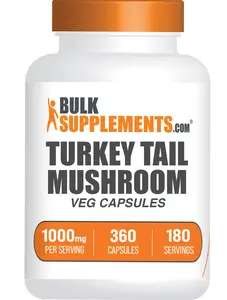 BulkSupplements Turkey Tail Mushroom Capsules - Natural Antioxidants - Immune Support - Vegan - 360 Veg Capsules - 1200mg per Serving