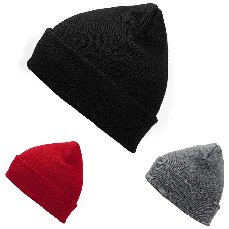 Solid Color Slouchy Beanie, 2-Pack Knit Winter Hats for Men & Women, Soft Cuffed Cap with a Comfortable Stretch Fit, Casual Hat, Cozy Beanie
