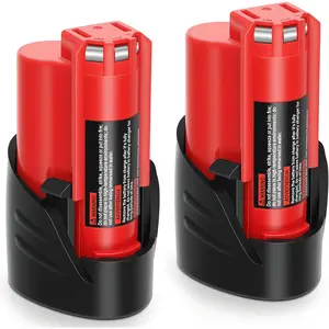 2 Pack Battery Replacement for Milwaukee M12 Battery 12v 4.0Ah Compatible with Milwaukee 12V Cordless Power Tools Heated Jacket 48-11-2425 48-11-2420 48-11-2401 48-11-2440 48-11-2420