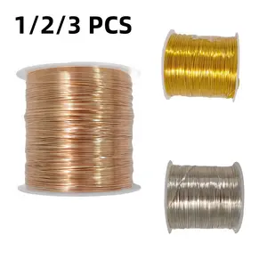 1/2/3 Roll Premium Copper Jewelry Wire, 0.4mm, Ideal for DIY Cloisonne, Floral Crafts, Handmade Coils, Durable, Smooth Texture, Premium Crafting Material