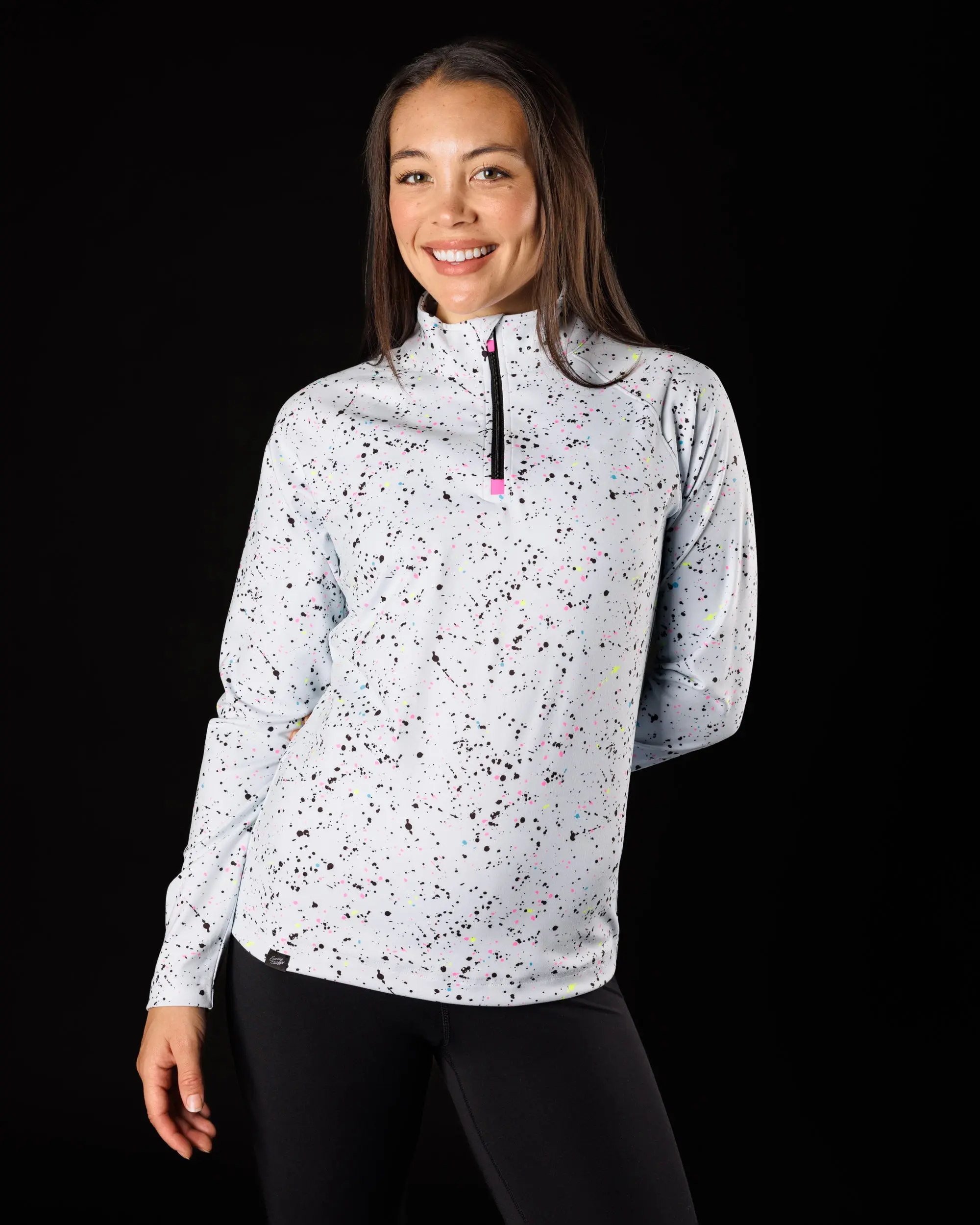 Women's Printed Quarter-Zip Pullover, Buttery Soft Heavyweight Athletic Sweatshirt with 4-Way Stretch & Moisture-Wicking, Pvc Patch