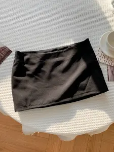Women's Black Low Rise Micro Mini Skirt Stretchy Soft Fabric Bodycon Slim Fit Casual Daily Going Out Party Club Streetwear Summer Fashion 2026 Sexy Night Out Date Night Basic Versatile Trendy Cute Stylish Dressy Short Skirt for Teen Girls Women Fashion