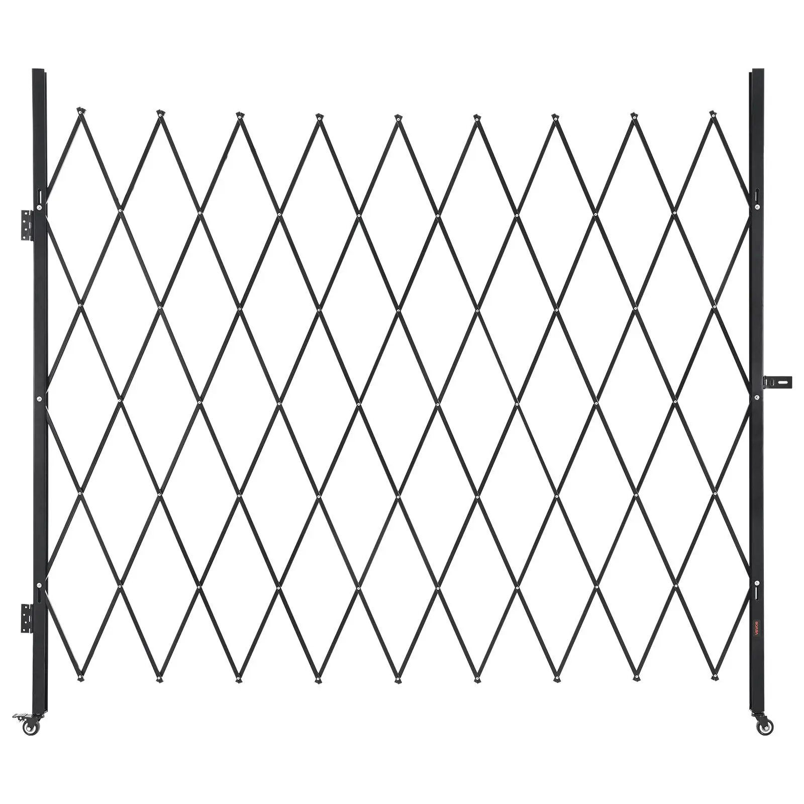 【SummerFinds】VEVOR Single Folding Security Gate, Lockable Scissor Gate with 360° Swivel Casters, Outdoor Barricade Steel Retractable Gates, for Entry Security, Garage, Warehouse & Pool, 86.61 x 86.81 in (W x H)