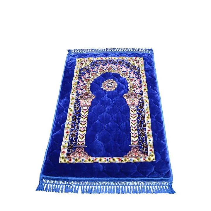 EMPIRE Thick Padded Islamic Muslim Prayer Rug- Blue