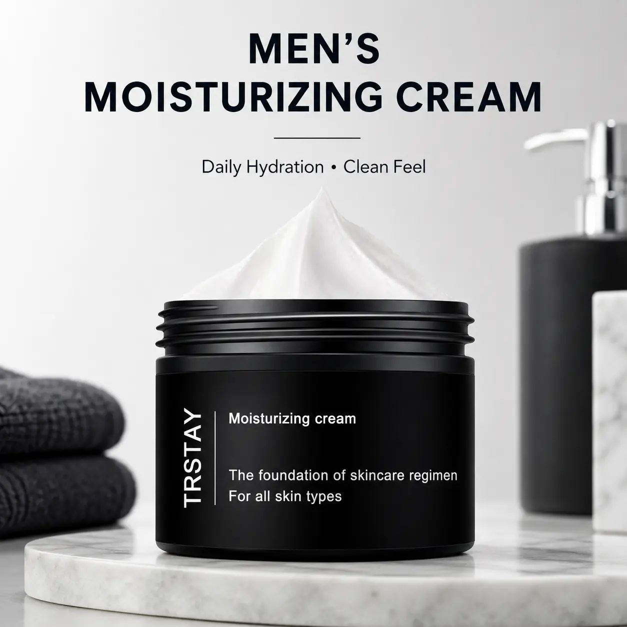 Men's Hydrating Face Cream with Hyaluronic Acid-Vitamin C Blend - 50g Daily Moisturizer for Dryness Relief, Hydrating Moisturizing Skin, Suitable for All Skin Types