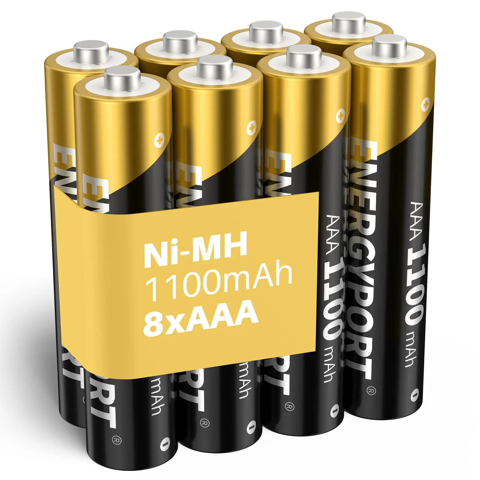 ENERGYPORT 8-Pack AAA Rechargeable Ni-MH Batteries, 1100mAh 1.2V Pre-Charged High Capacity, Long-Lasting for Charging & Replacement in Household Products, Battery Replacement