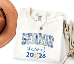 Vintage Patchwork Senior 2026 Shirt, Class Of 2026 T-Shirt, Graduation Shirt, Floral Senior Gift, Graduate Shirt
