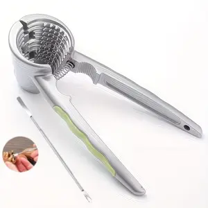 2-Piece Metal Walnut Cracker Set with Non-Slip Handle and Walnut Pick, Ergonomic Design for Easy Nut Cracking, Durable Home Kitchen Tool