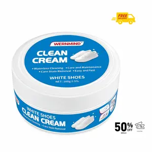 Multipurpose White Solid Shoe Cleaner Cream with Sponge, No-Wash Mild Eco-Friendly Formula for Leather Footwear, Silicone Car Interior Wipe Cleaning Household All-Purpose Cleaner