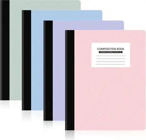 Composition Notebooks - Wide Ruled Paper, 4 Pack Composition Book, 9 3/4" x 7 1/2", 80 Sheets/160 Pages, Assorted Colors, School & Office Supplies