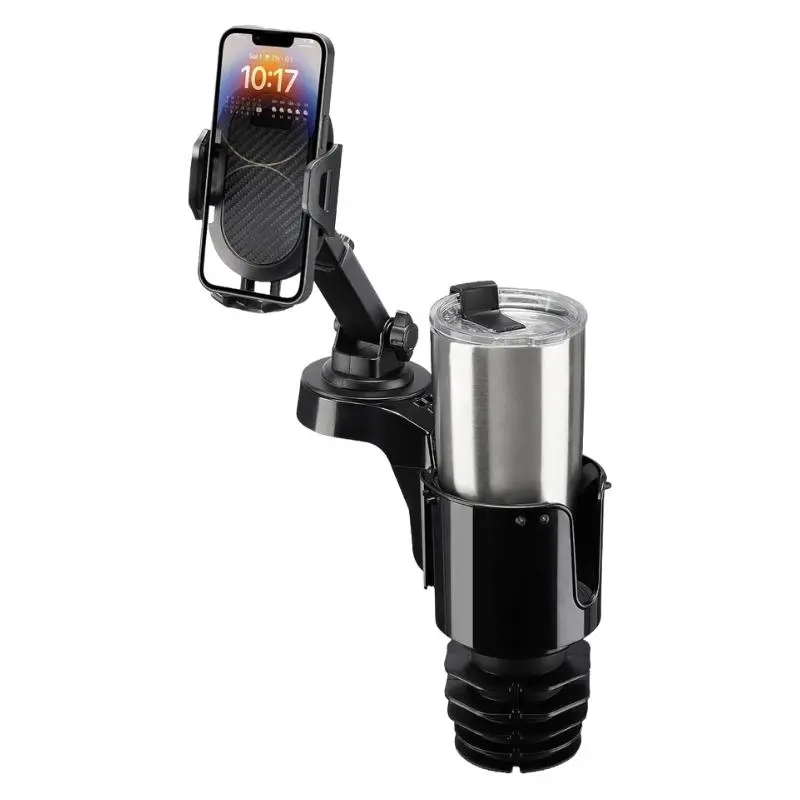 Joytutus Car Cup Holder Phone Mount, Long Arm 360° Rotation Multifunctional Car Accessory with Adjustable Stand & Rubber Pad, Compatible with iPhone & Samsung Smartphones for Easy Navigation & Noise Reduction, Car Cup Holders