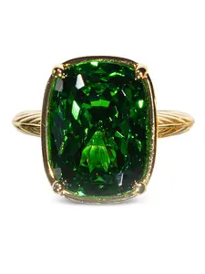 Sterling Silver Elongated Cushion Emerald CZ Cocktail Ring