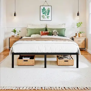 14"  Twin/Full/Quen/King Metal Platform Bed Frame with Storage Space, No Box Spring Needed, Easy Assembly