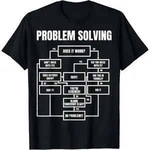 100% Cotton Men Problem Solving Chart - Flow Chart Geek Nerd Funny Gift T-Shirt