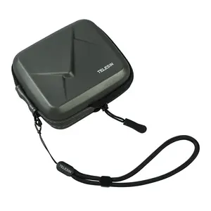 TELESIN Mini Carrying Case Waterproof for GoPro 13/12, DJI Action 5 Pro & Insta360 Ace Pro 2, Portable Travel Storage Bag with Wrist Strap for Vlogging & Outdoor Sports